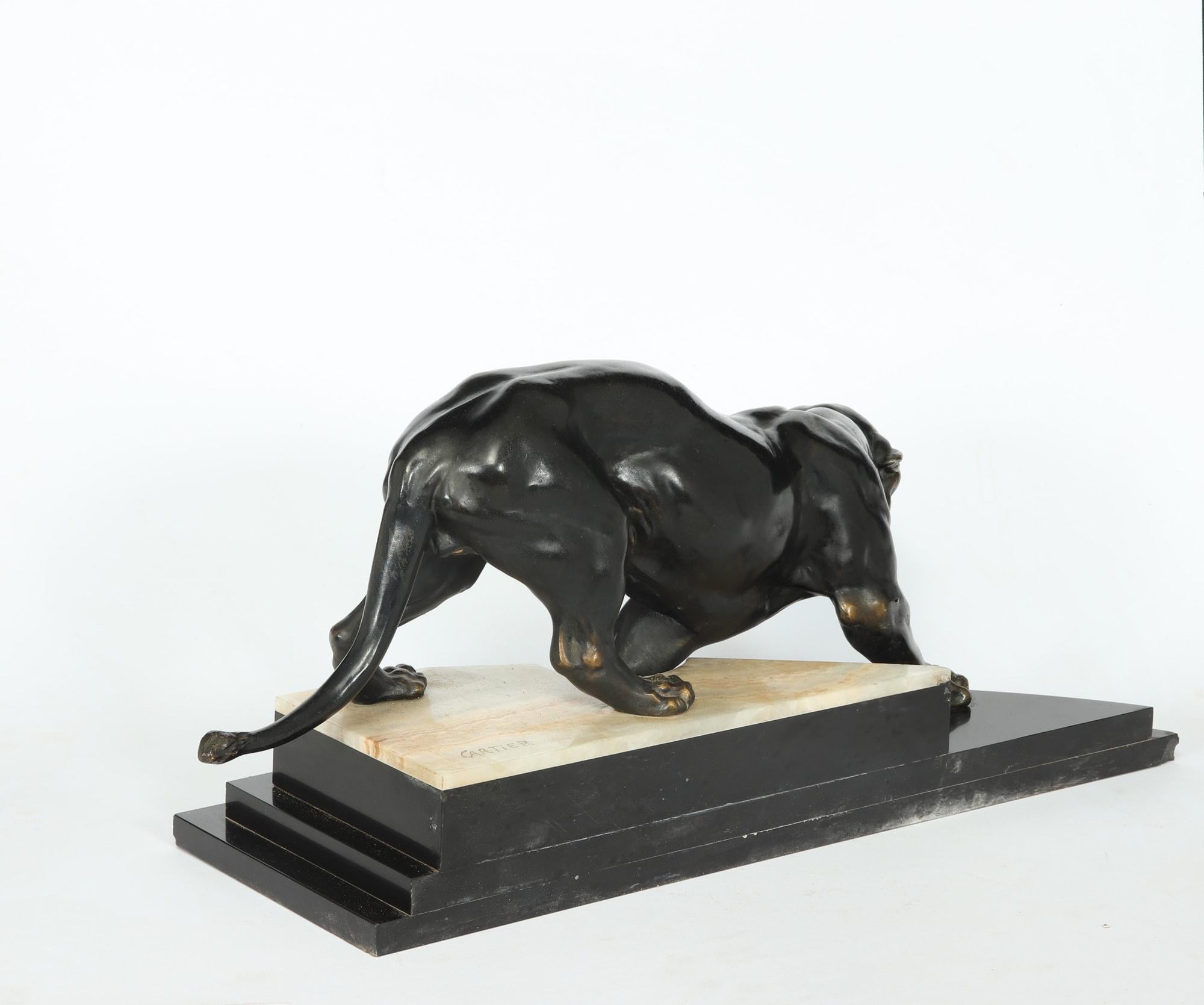 Bronze Tigre Art Déco de Thomas Cartier, vers 1925