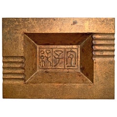 Art Deco Bronze Tray with Decorative Glyphs, 1930s