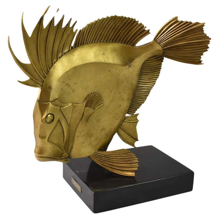 Art Deco Bronze Tropical Fish By Simone Marye For Sale at 1stDibs