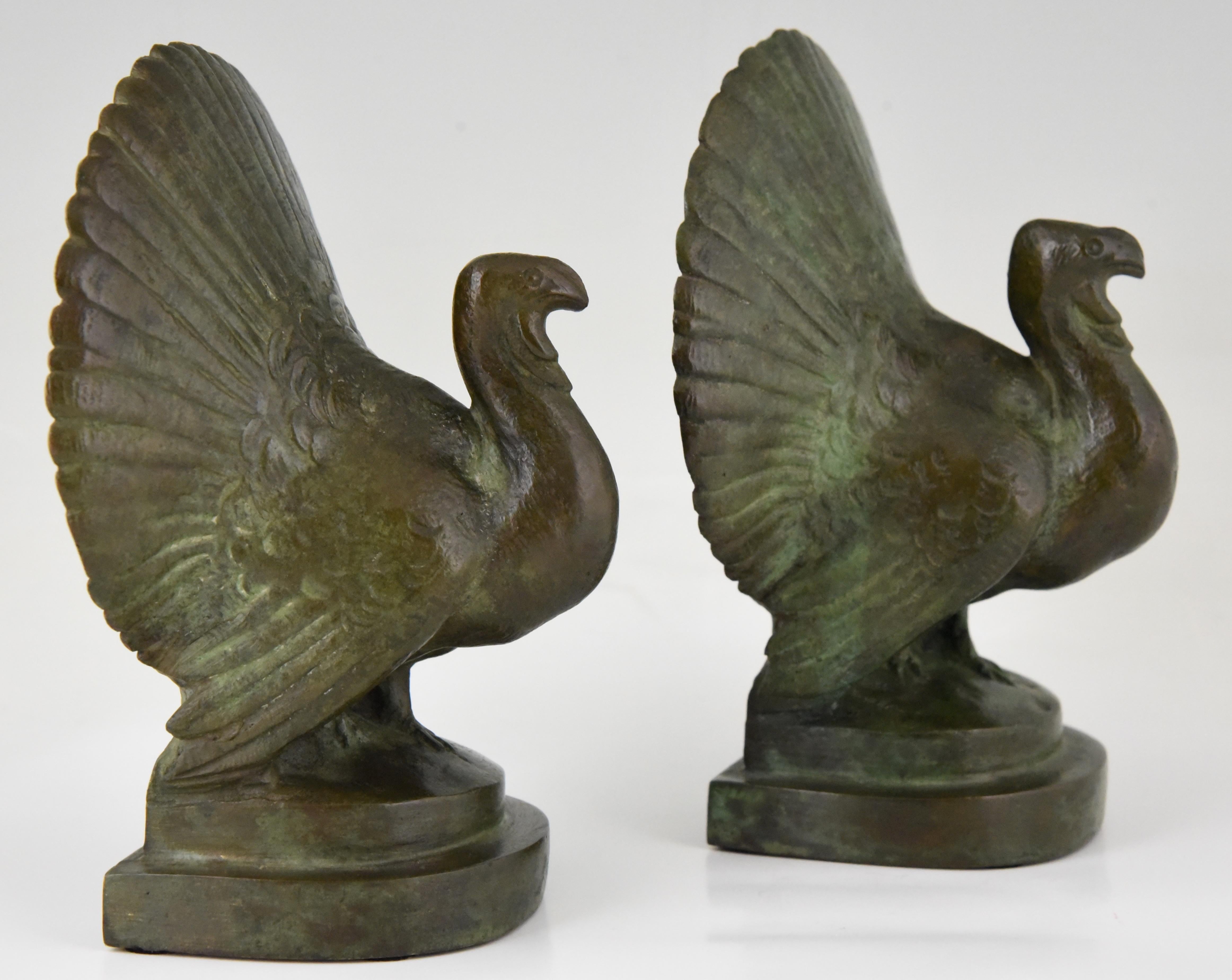 Art Deco Bronze Turkey Bookends by Claude, France, 1925 3