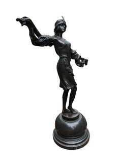 Art Deco Bronze Turkish Dancer Statue Signed Kernalan, 20th Century