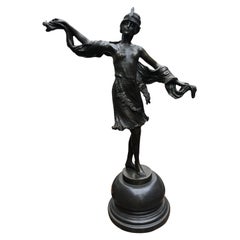 Art Deco Bronze Turkish Dancer Statue Signed Kernalan, 20th Century
