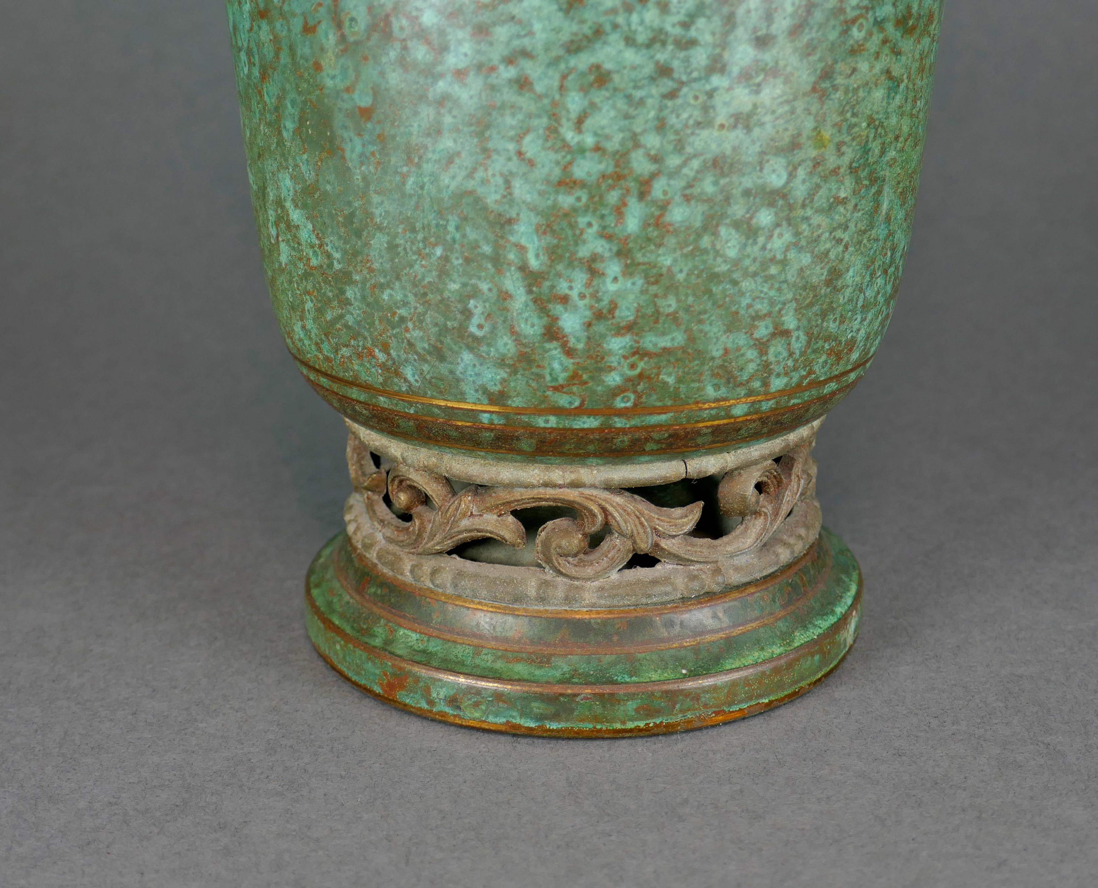 Molded Art Deco Bronze Vase by Carl Sorensen
