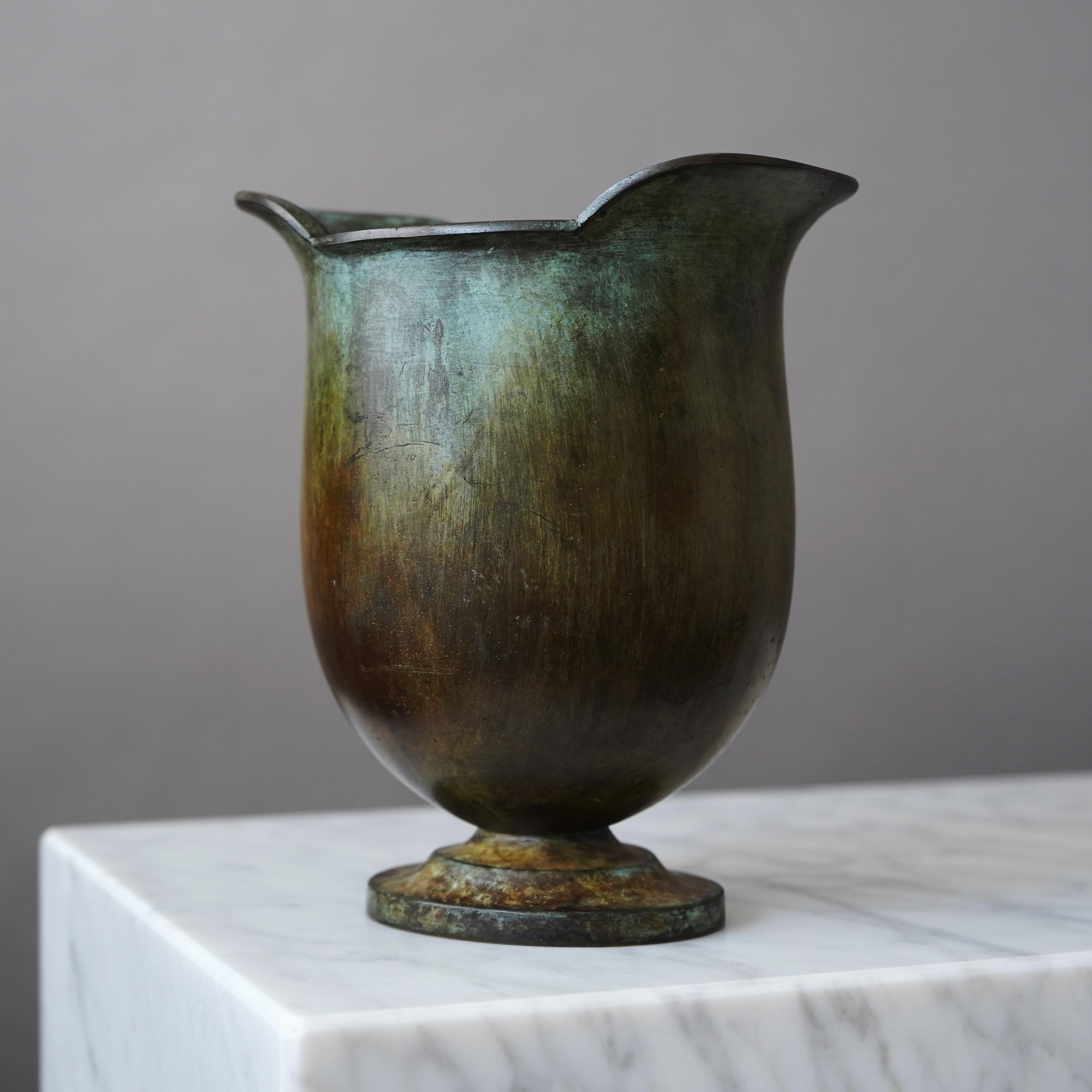 Swedish Art Deco Bronze Vase by GAB Guldsmedsaktiebolaget, Sweden, 1930s For Sale