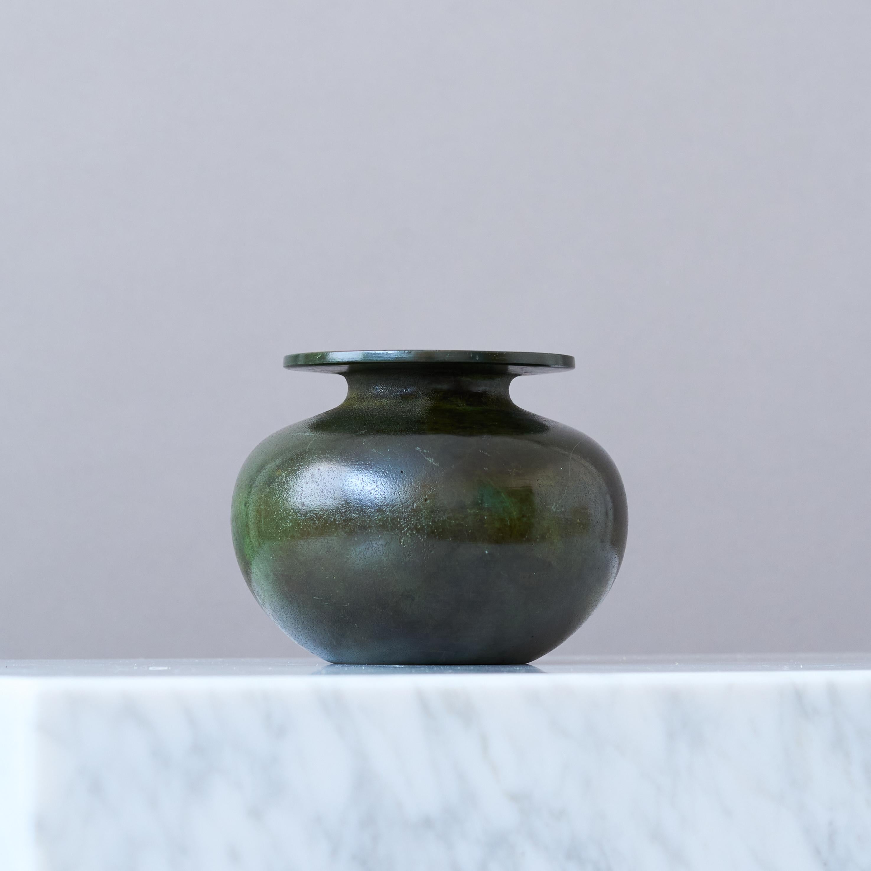 Mid-20th Century Art Deco Bronze Vase by GAB Guldsmedsaktiebolaget, Sweden, 1930s For Sale