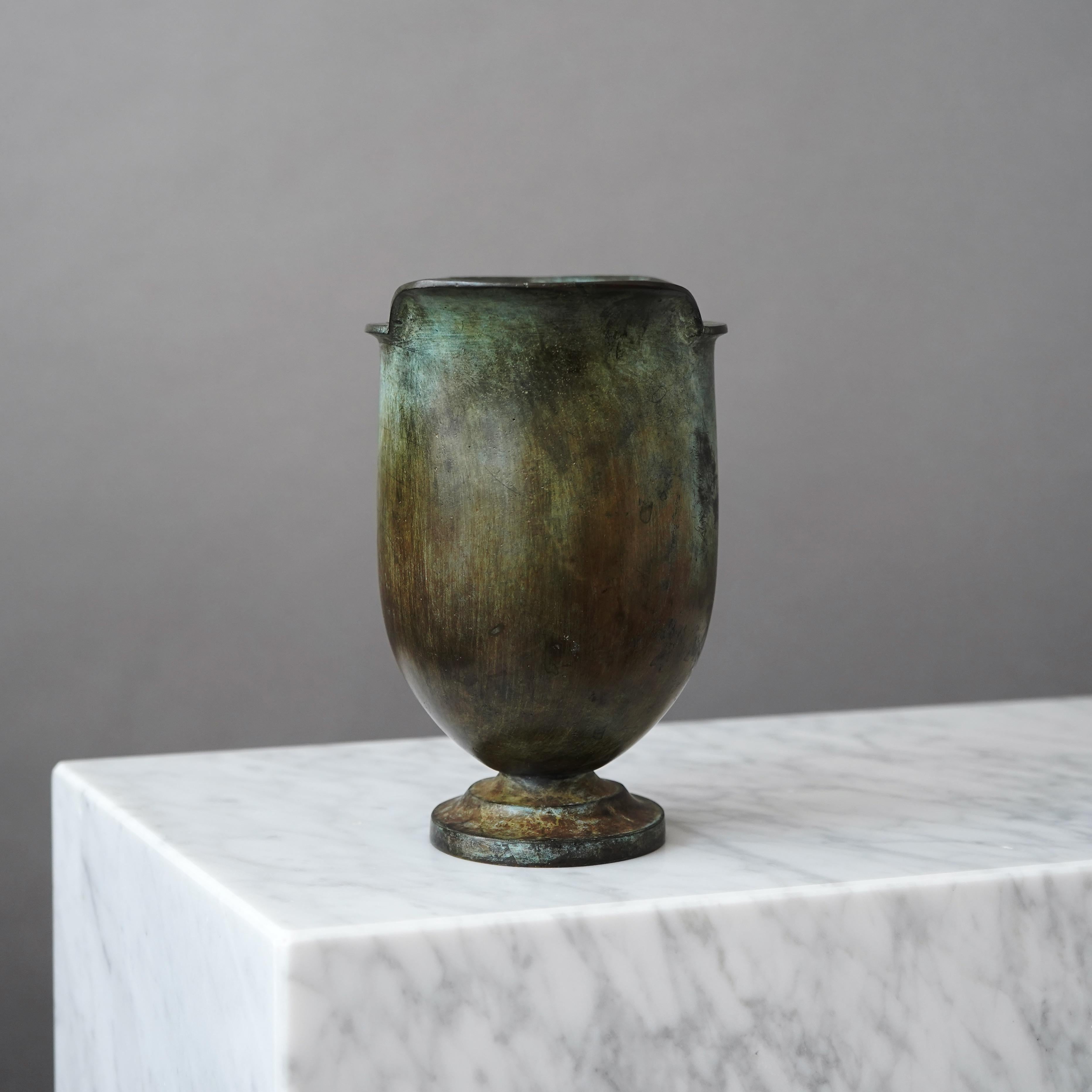 Mid-20th Century Art Deco Bronze Vase by GAB Guldsmedsaktiebolaget, Sweden, 1930s For Sale