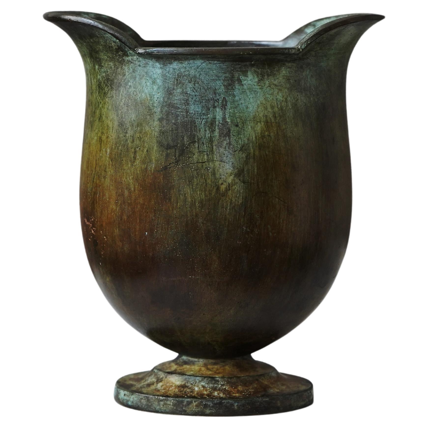 Art Deco Bronze Vase by GAB Guldsmedsaktiebolaget, Sweden, 1930s For Sale