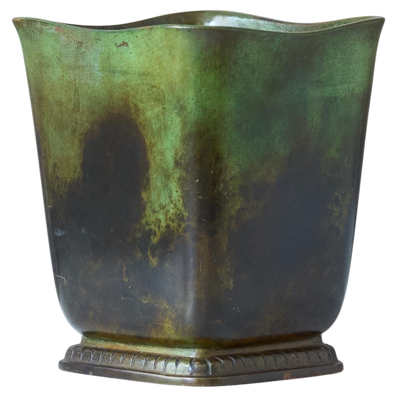 Art Deco Bronze Vase by GAB Guldsmedsaktiebolaget, Sweden, 1930s. For Sale