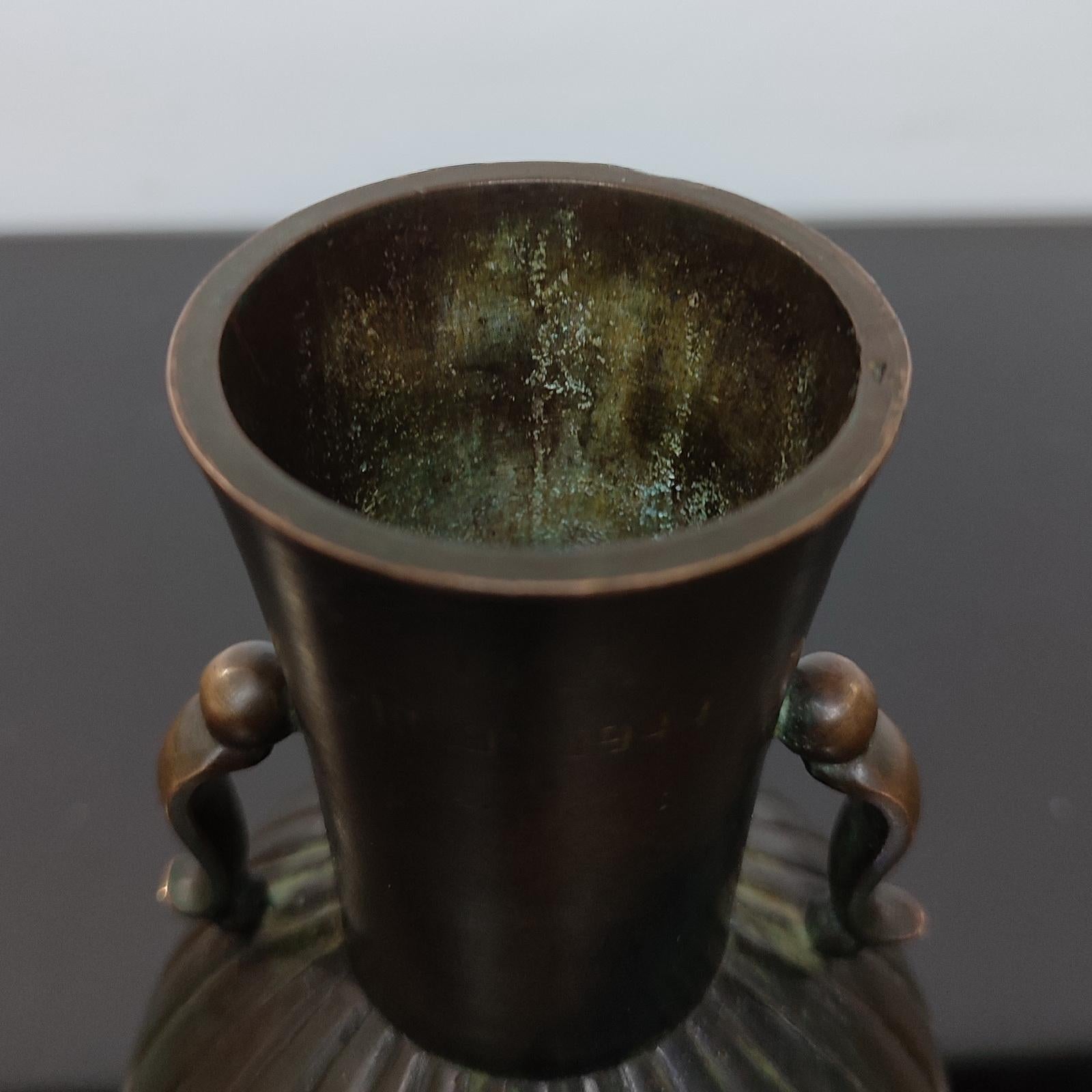 Vaso Art Deco in bronzo di Just Andersen in vendita 1