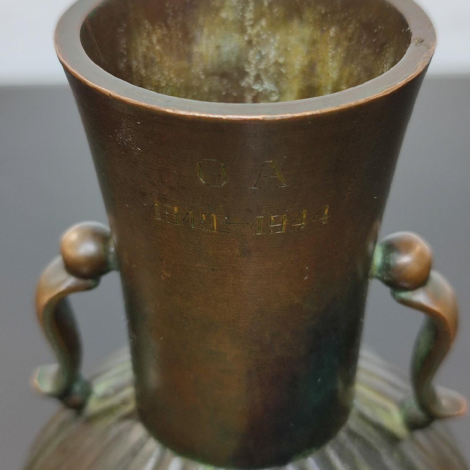 Vaso Art Deco in bronzo di Just Andersen in vendita 2