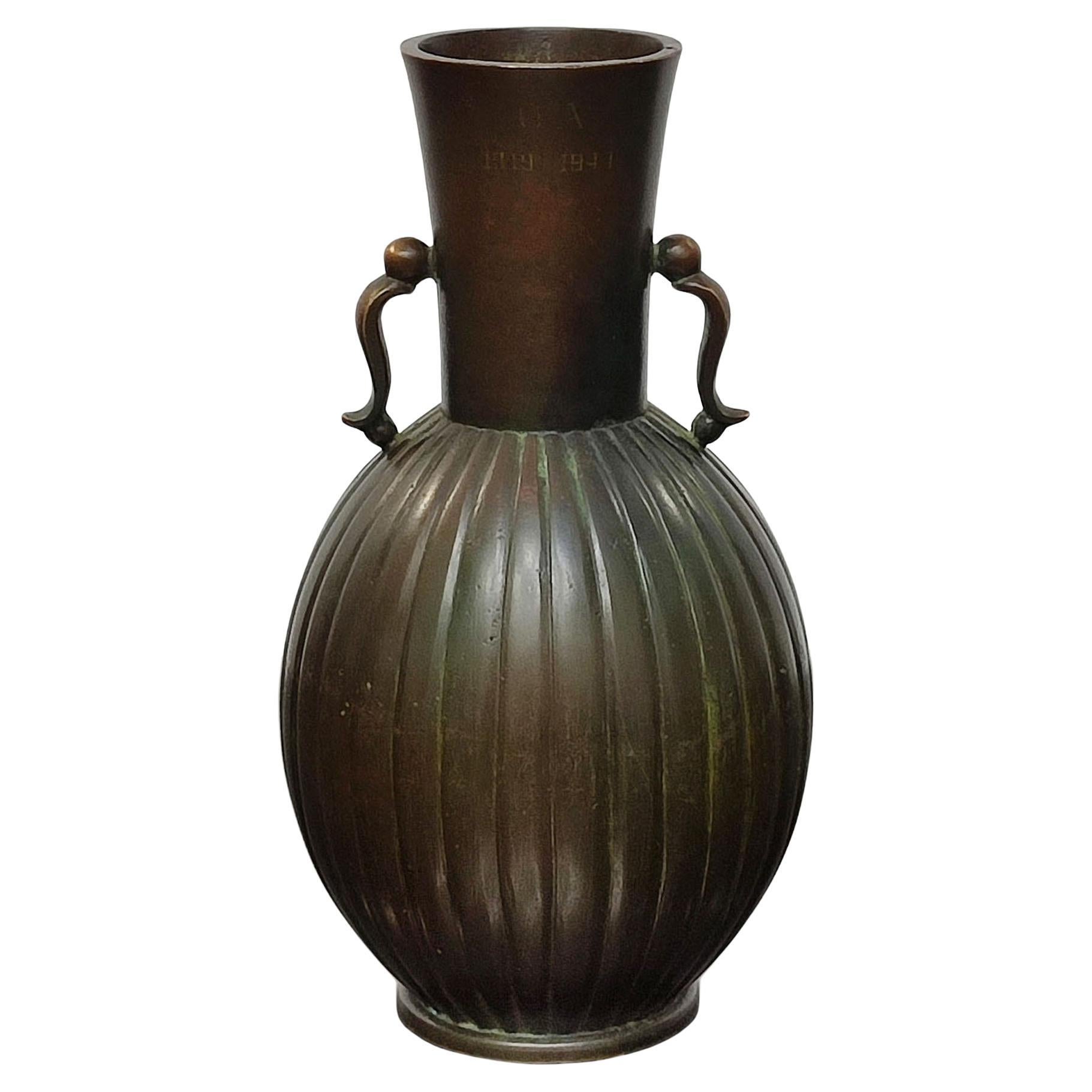 Vaso Art Deco in bronzo di Just Andersen