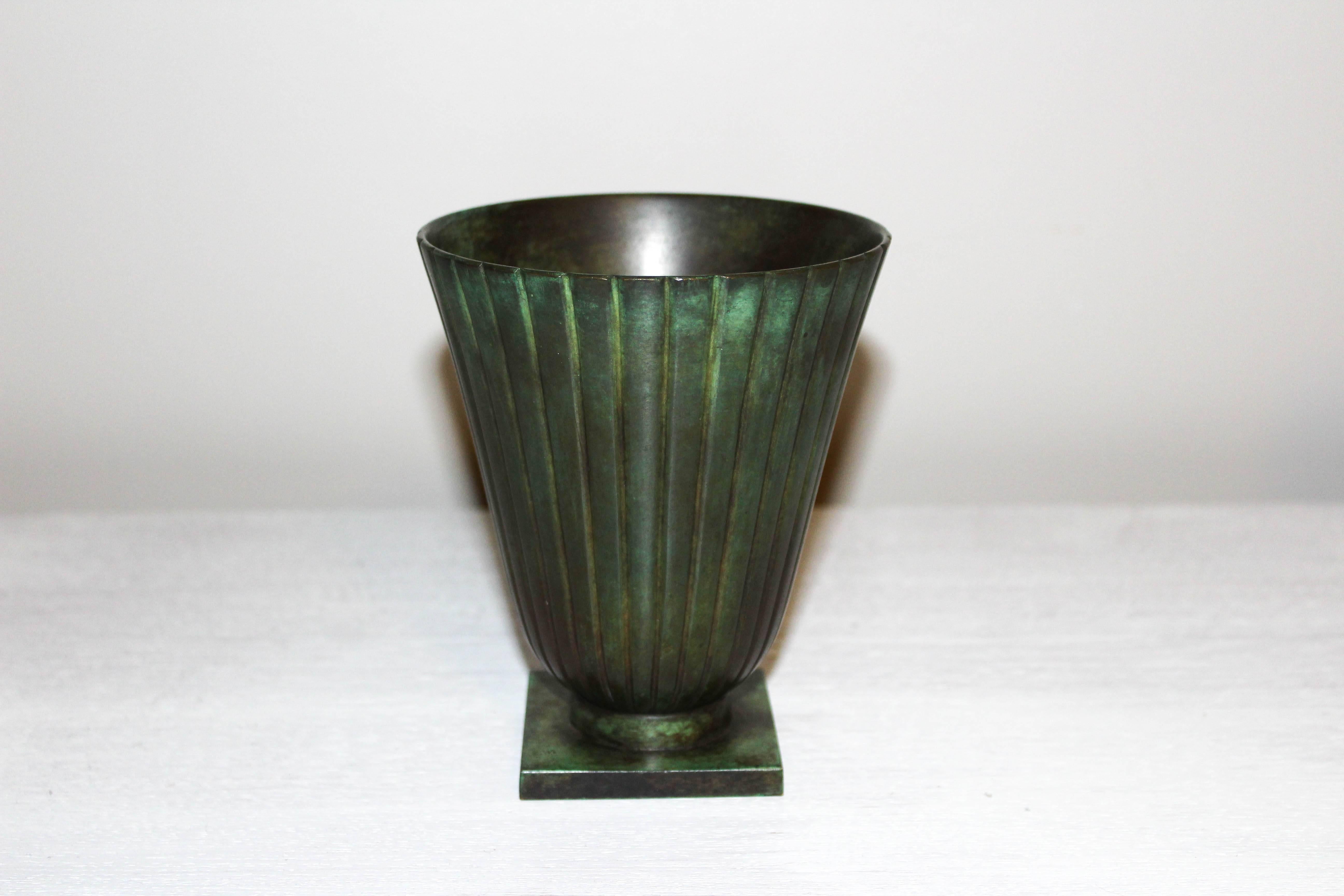 A very decorative bronze Art Deco vase by Swedish manufacturer GAB. The vase is in good vintage condition with patina.