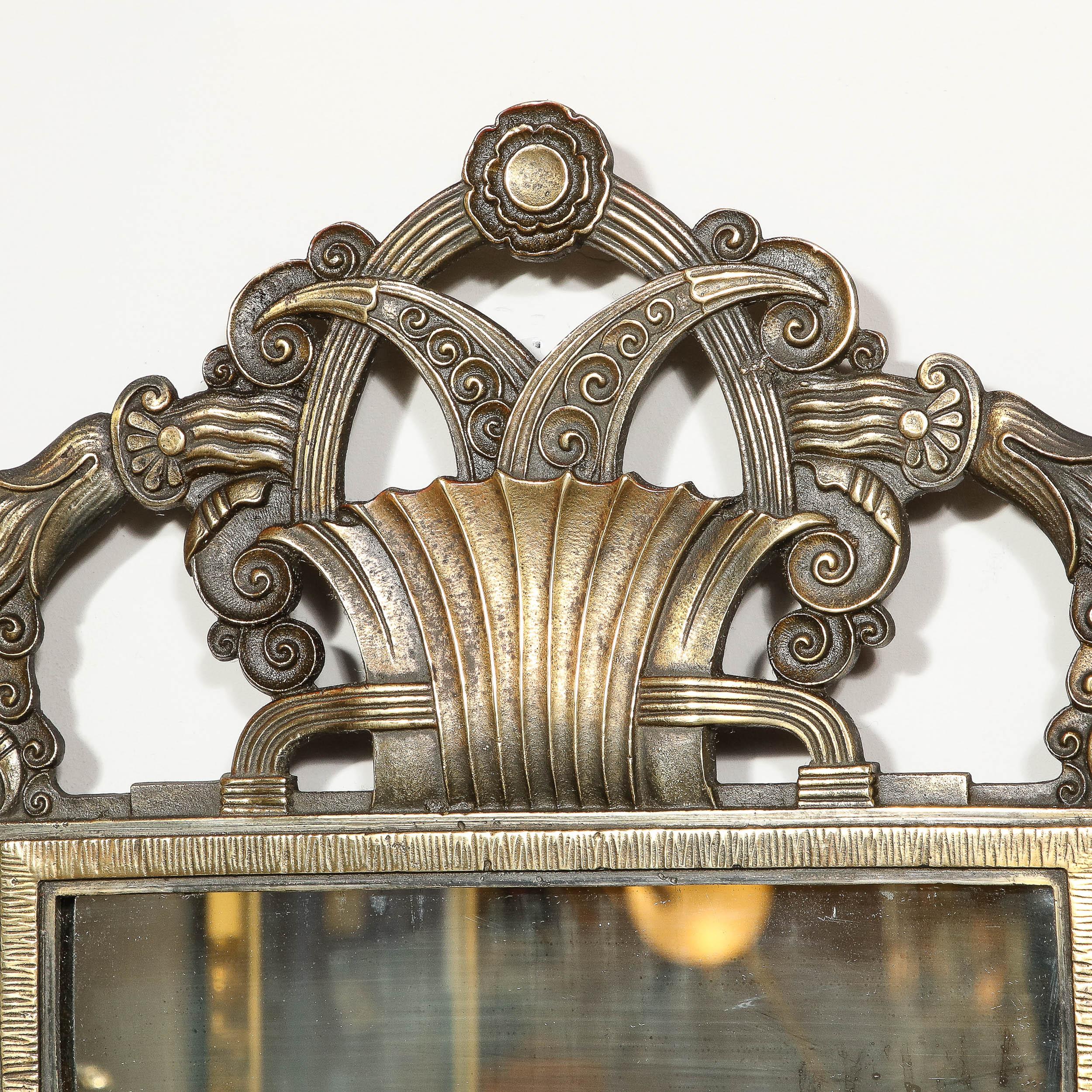 Art Deco Bronze Vitrolite Console Table Top & Mirror Set by La Salle Iron Works For Sale 4