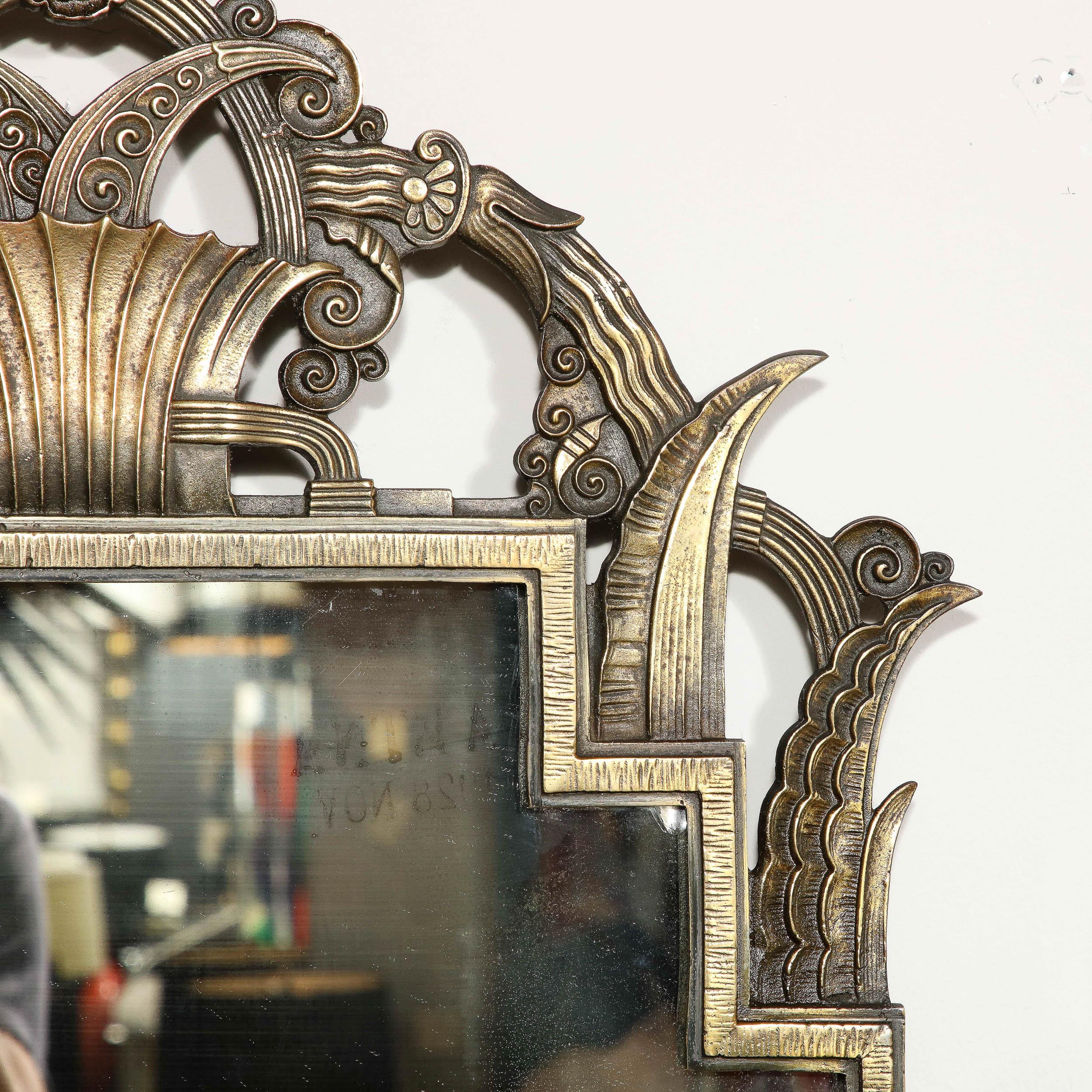 Art Deco Bronze Vitrolite Console Table Top & Mirror Set by La Salle Iron Works For Sale 5