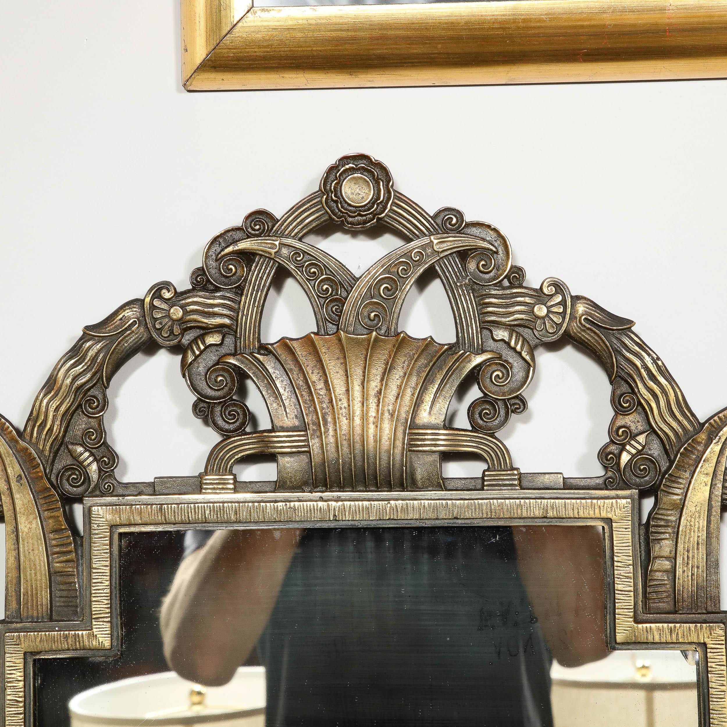 Ensemble console et miroir Art Déco en bronze Vitrolite de La Salle Iron Works en vente 5