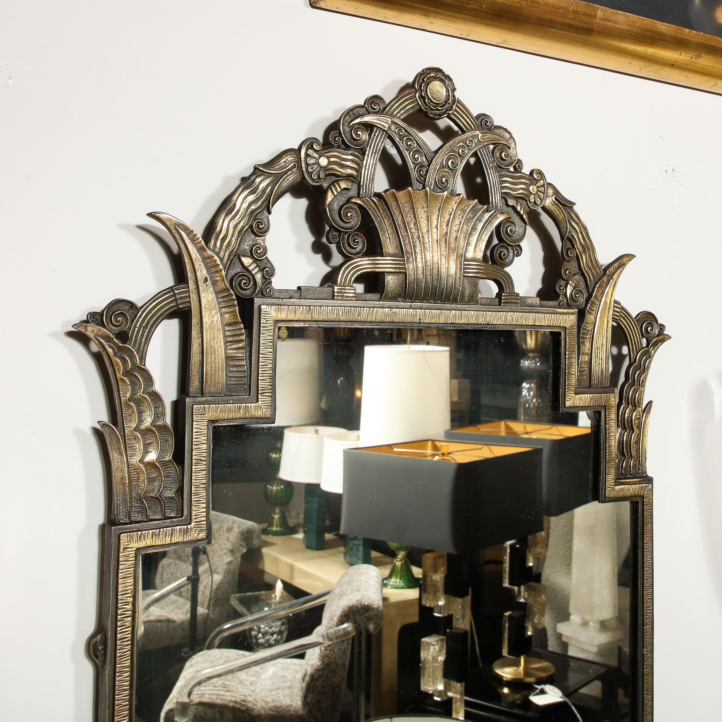 Ensemble console et miroir Art Déco en bronze Vitrolite de La Salle Iron Works en vente 6