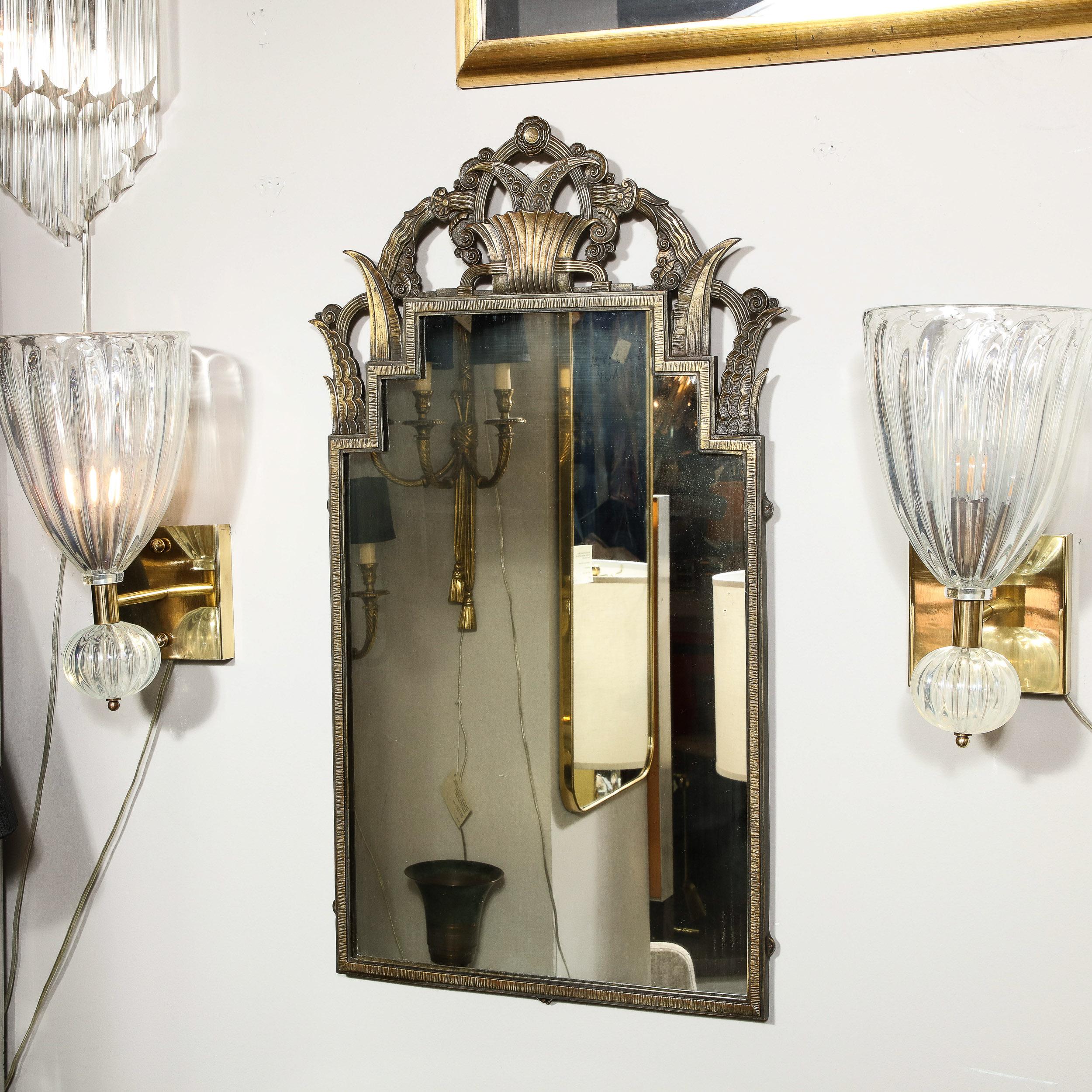 Art Deco Bronze Vitrolite Console Table Top & Mirror Set by La Salle Iron Works For Sale 10