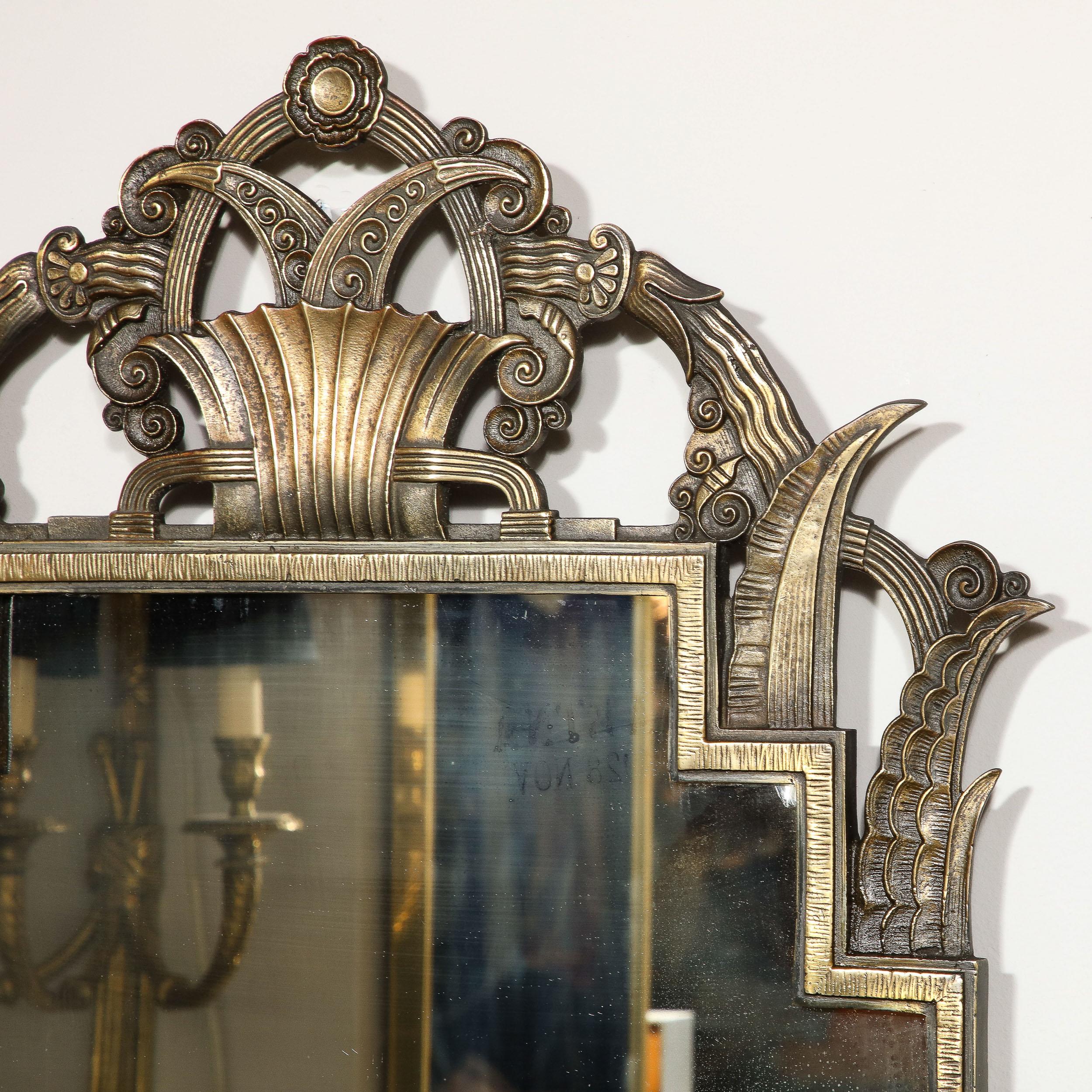 Art Deco Bronze Vitrolite Console Table Top & Mirror Set by La Salle Iron Works For Sale 11