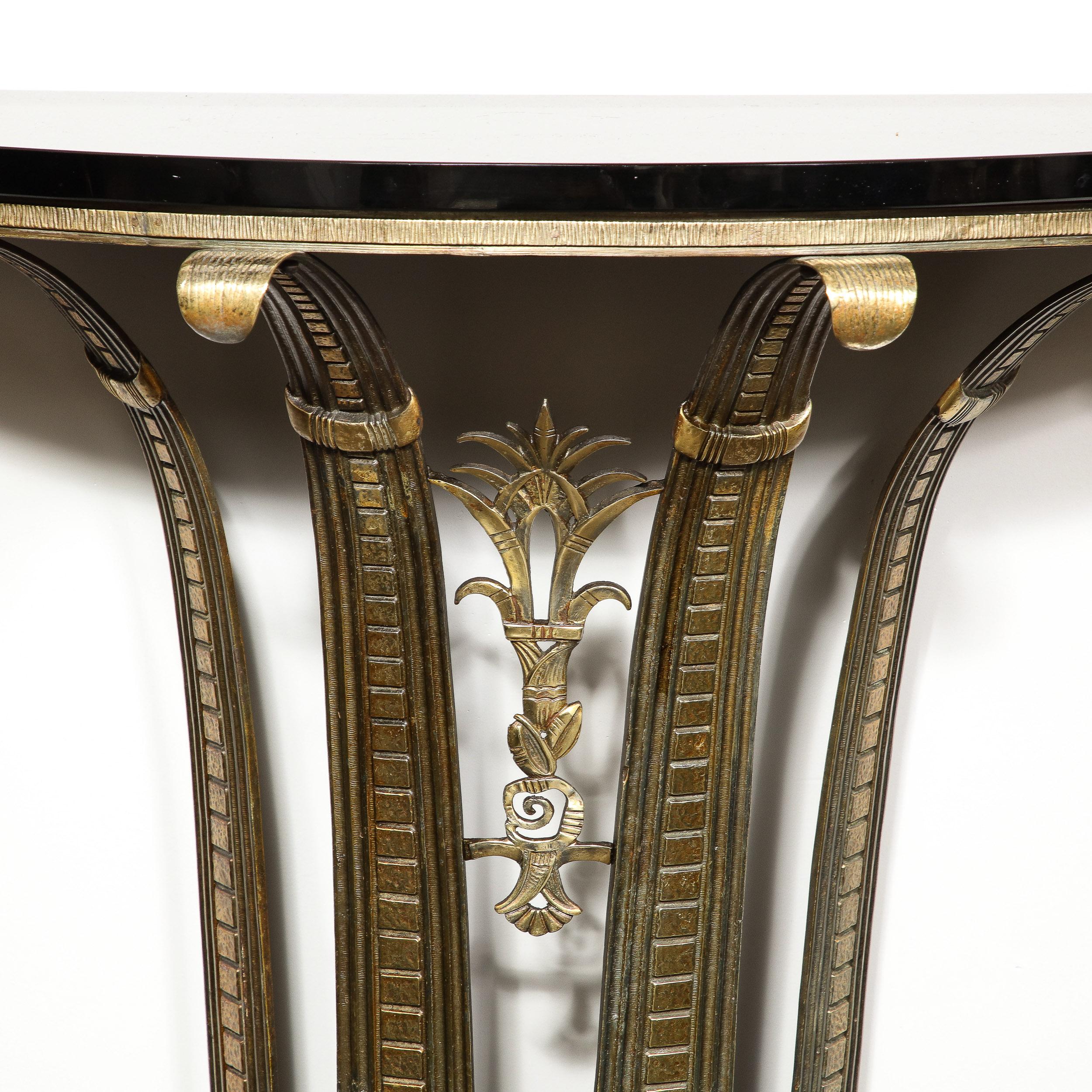 Konsolen-Tisch- und Spiegel-Set aus Bronze mit Vitrolite im Art déco-Stil von La Salle Iron Works im Zustand „Hervorragend“ im Angebot in New York, NY