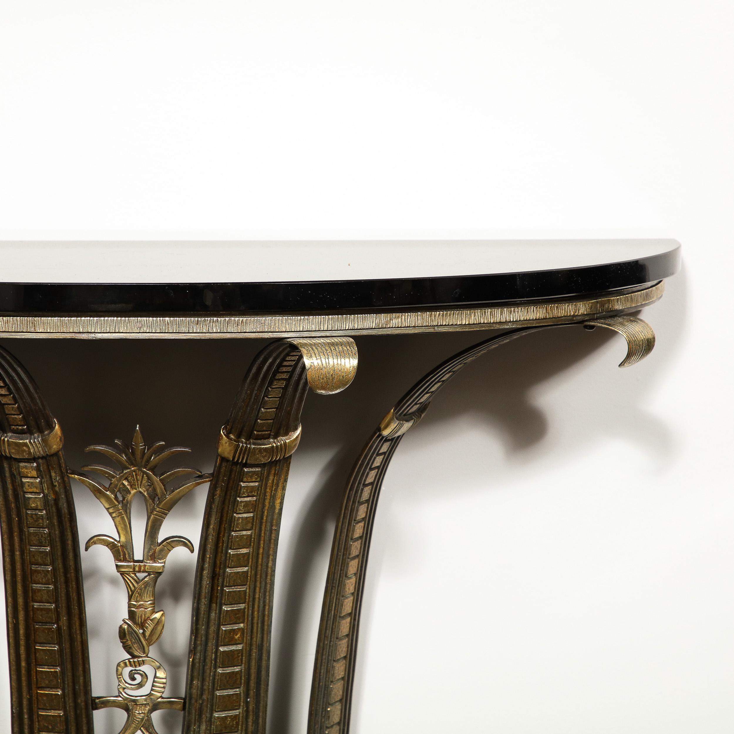 Konsolen-Tisch- und Spiegel-Set aus Bronze mit Vitrolite im Art déco-Stil von La Salle Iron Works (Frühes 20. Jahrhundert) im Angebot