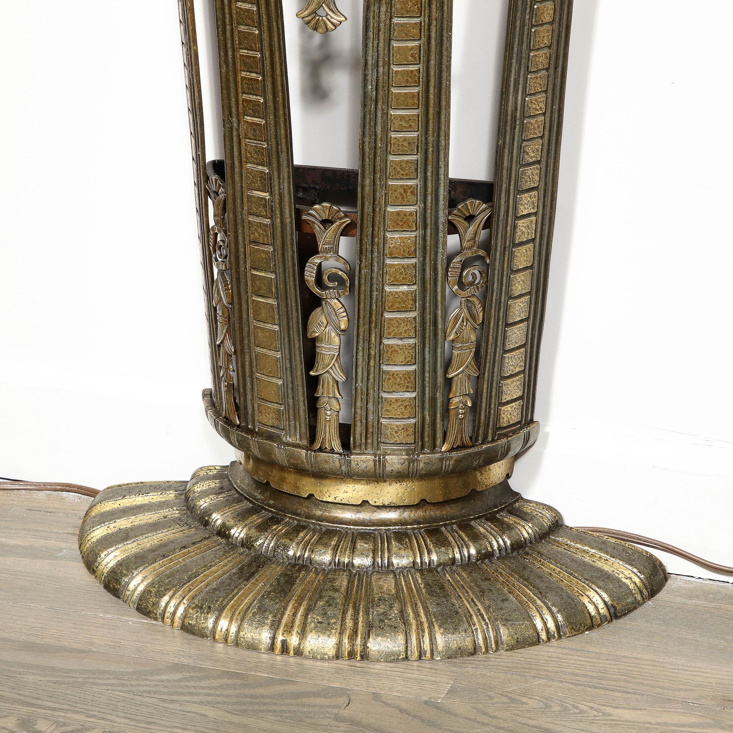 Art Deco Bronze Vitrolite Console Table Top & Mirror Set by La Salle Iron Works For Sale 2