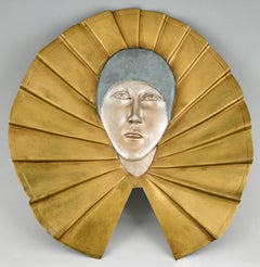 Art Deco bronze wall plaque Pierrot signed by A. Deckert France 1930