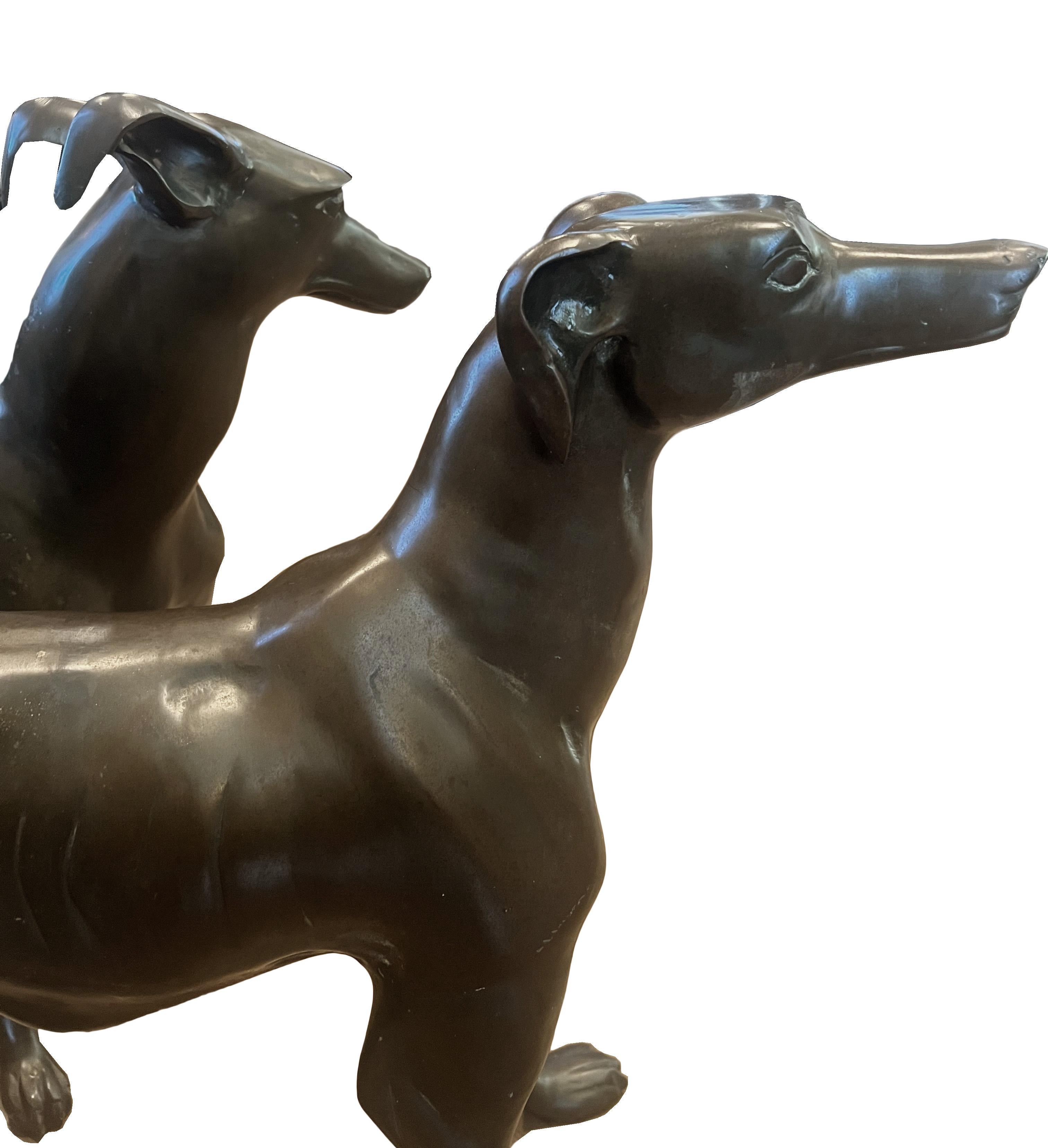 Art Deco Bronze Whippets In Good Condition In Scottsdale, AZ