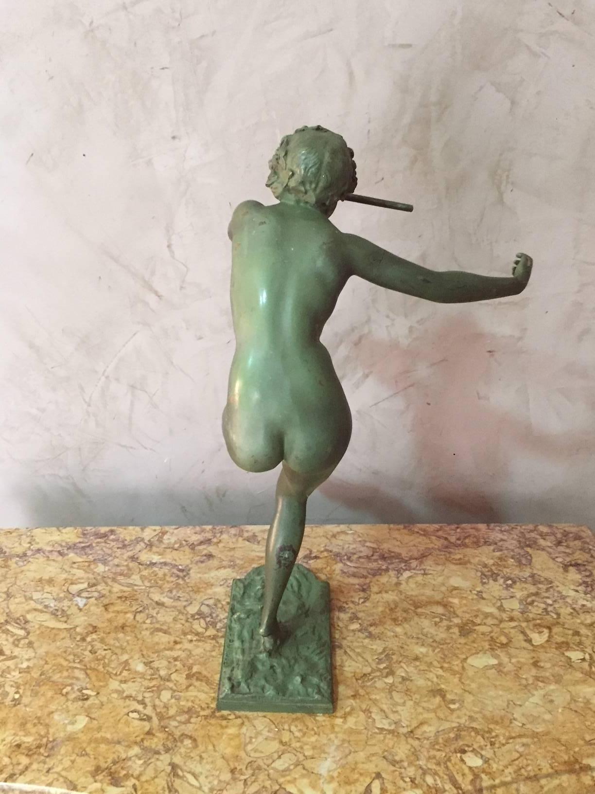 20ième siècle Bronze Art Déco avec patine signé par le Français Paul Philippe, années 1900 en vente