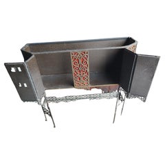 Art Deco Bronze with Portero Marble and Wall Mirror Attributed to Oscar Bach