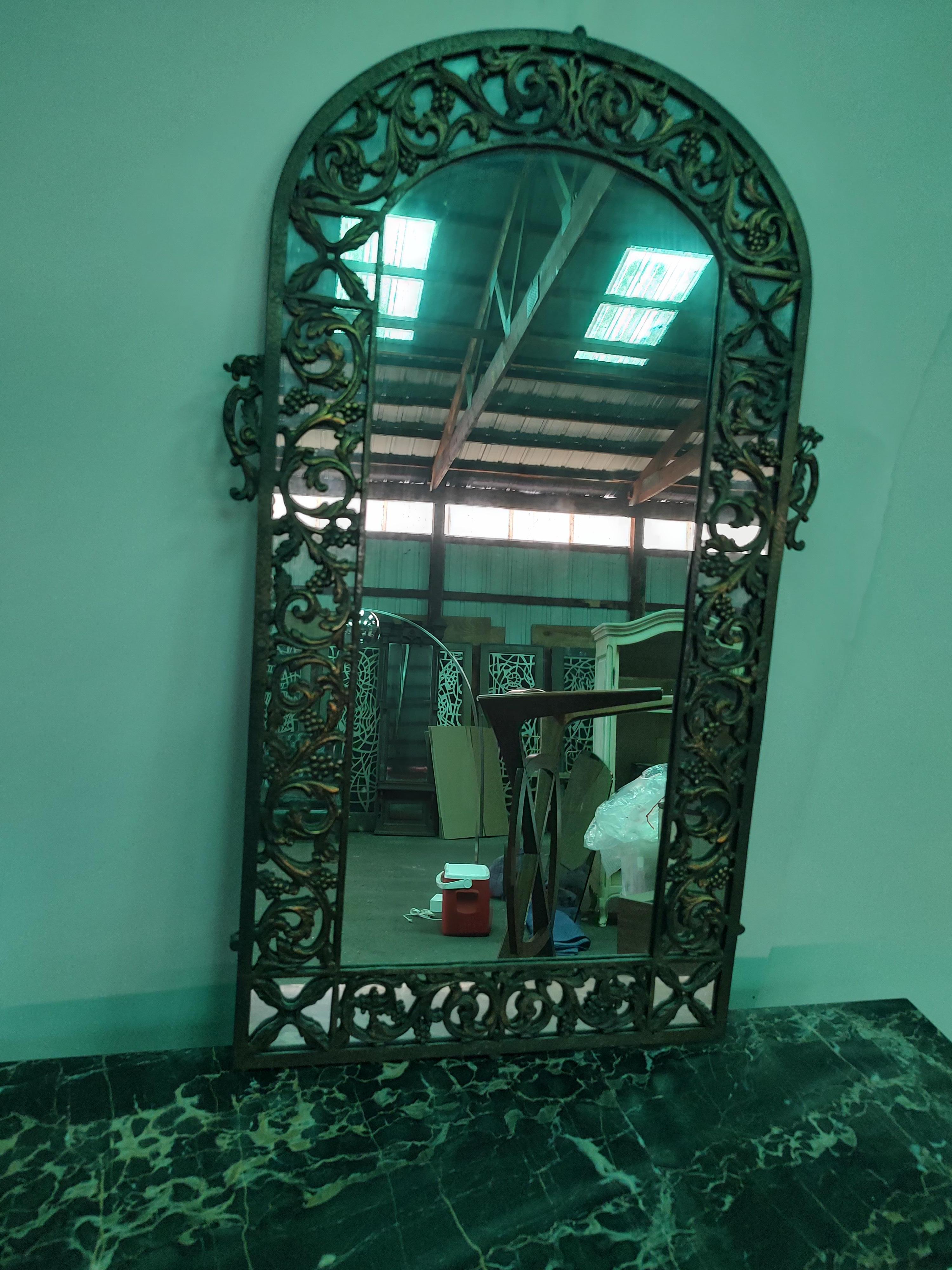 Art Deco Bronze with Portero Marble and Wall Mirror Attributed to Oscar Bach For Sale 5
