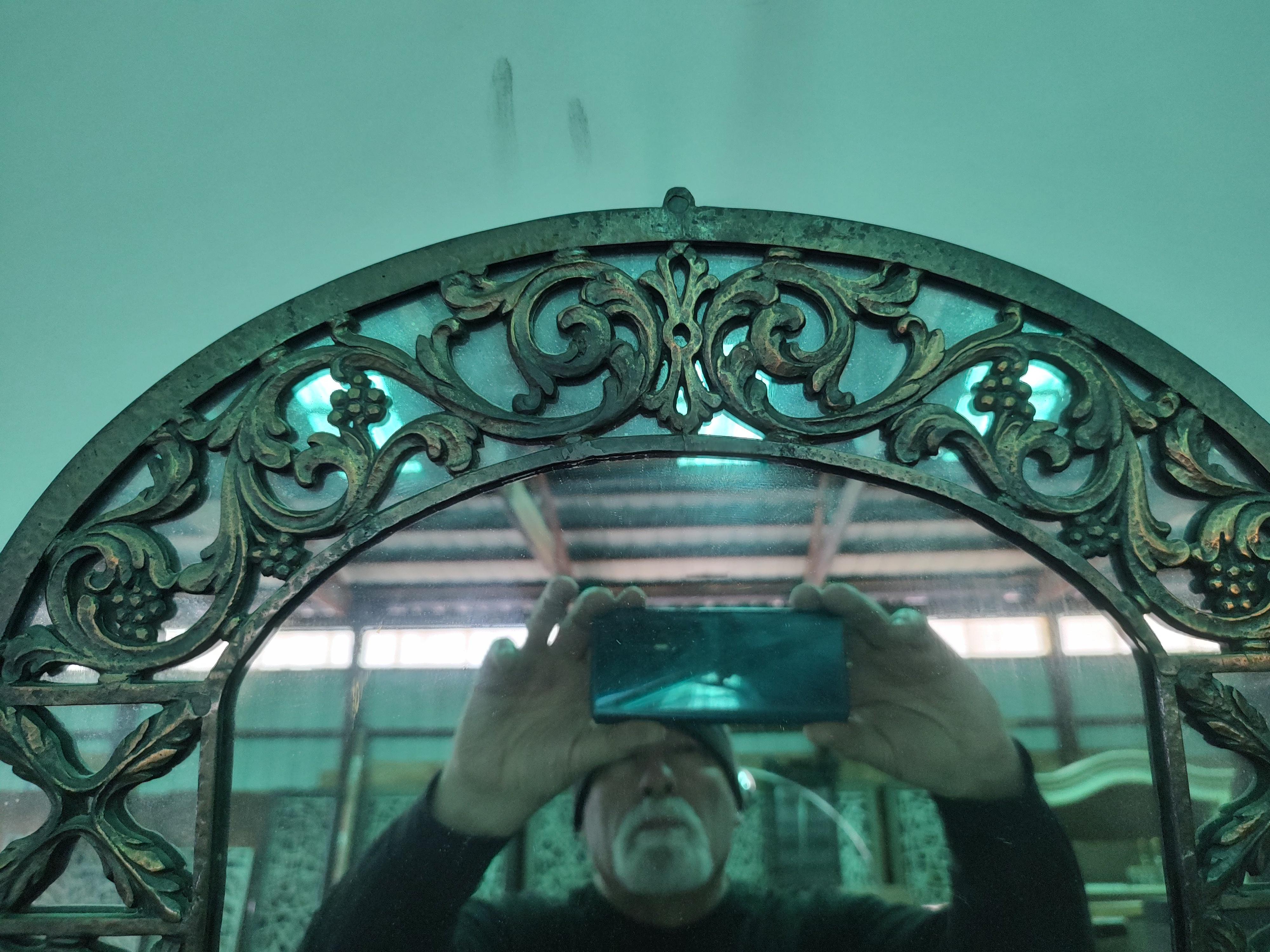 Art Deco Bronze with Portero Marble and Wall Mirror Attributed to Oscar Bach For Sale 6