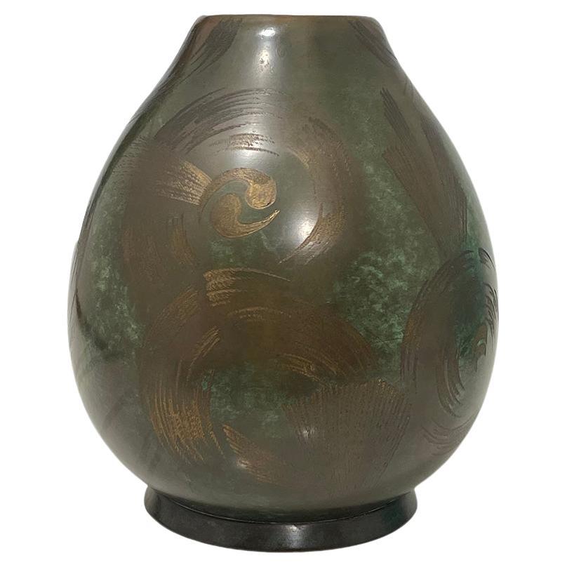 Art Deco bronze WMF Ikora vase by Paul Haustein, 1920s For Sale