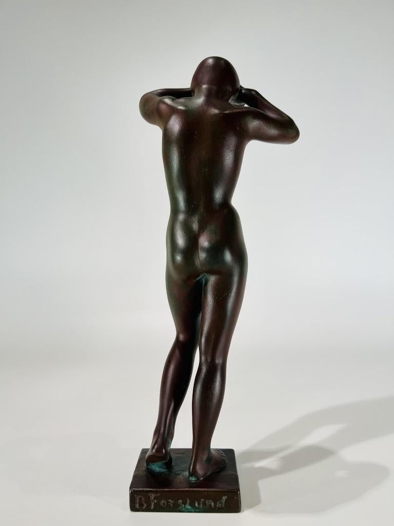 Mid-20th Century Art Deco bronze woman naked signed B Forslund circa 1930 For Sale