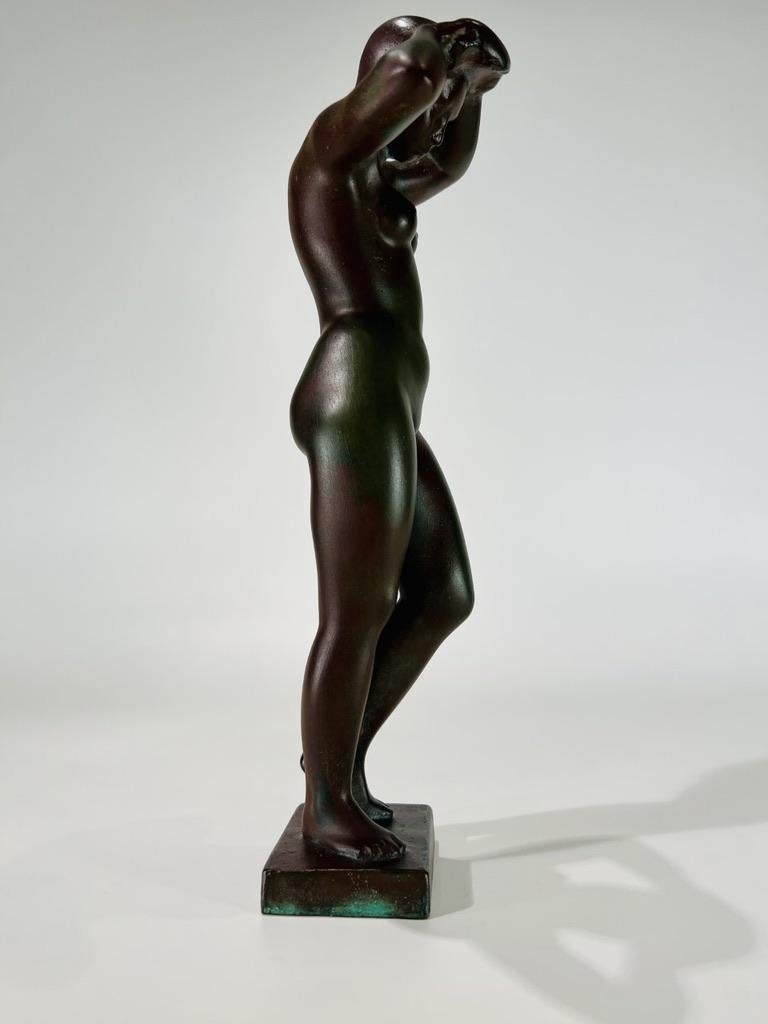 Art Deco bronze woman naked signed B Forslund circa 1930 For Sale 1