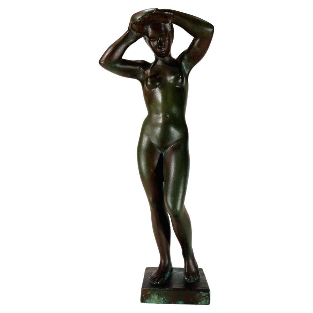 Art Deco bronze woman naked signed B Forslund circa 1930 For Sale