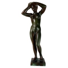 Art Deco Bronze Frau nackt signiert B Forslund um 1930