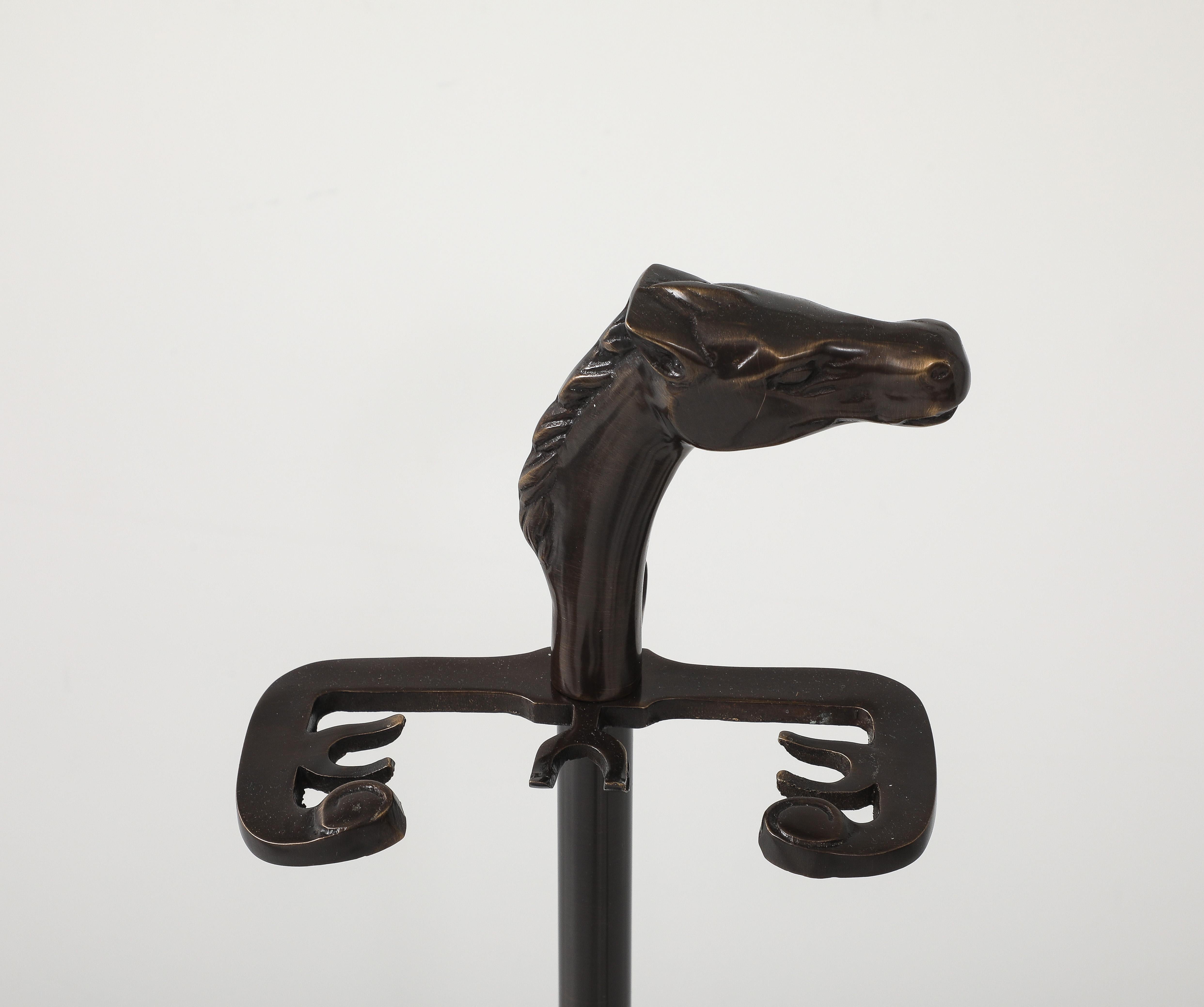 Laiton Cheval Art Déco Bronzé Outils de Cheminée en vente