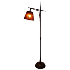 Antique Art Deco Bronzed Iron Floor Lamp