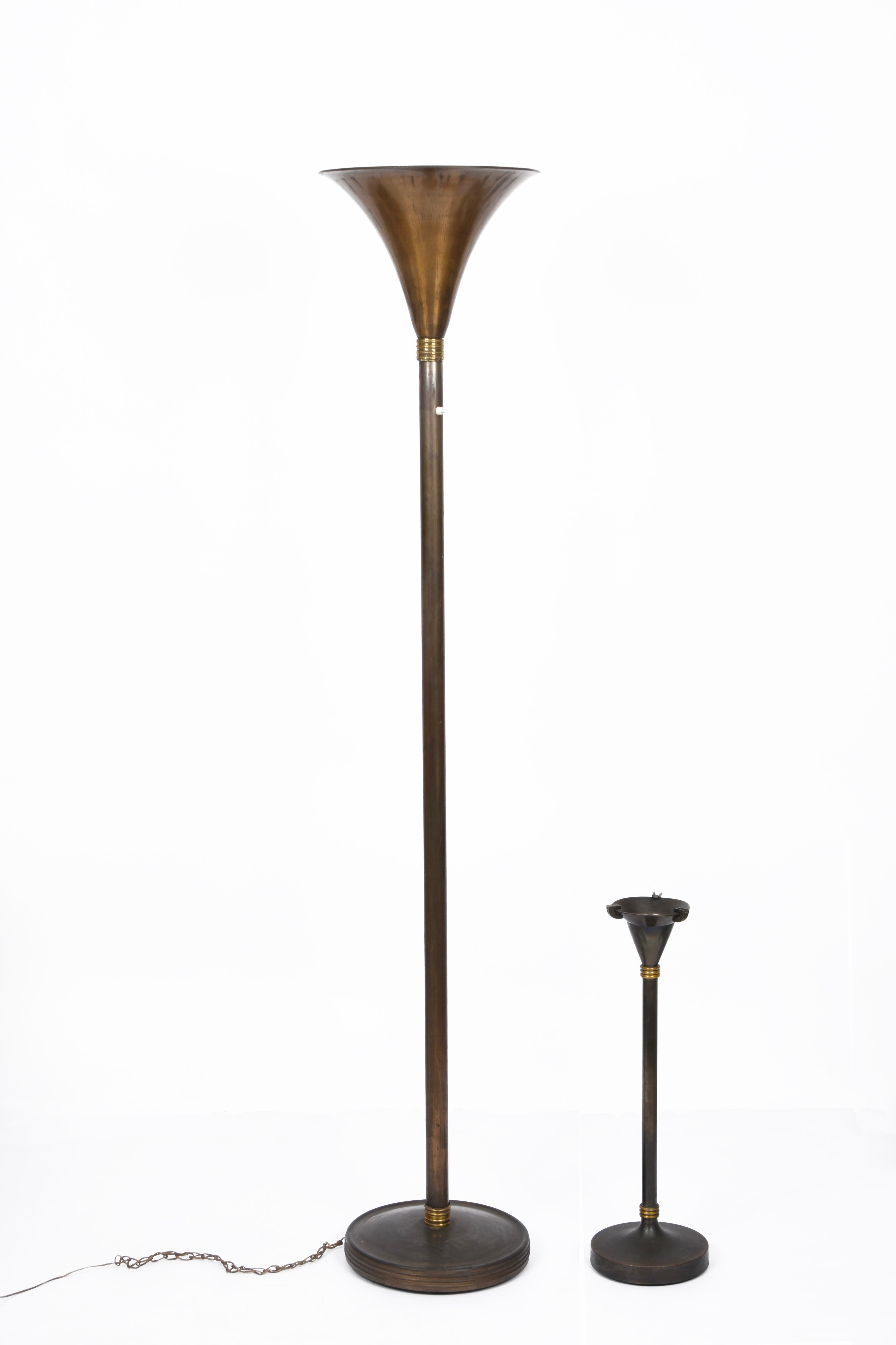 Art Deco Bronzed Metal and Brass Italian Floor Lamp after Pietro Chiesa, 1940s For Sale 6