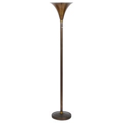 Vintage Art Deco Bronzed Metal and Brass Italian Floor Lamp after Pietro Chiesa, 1940s