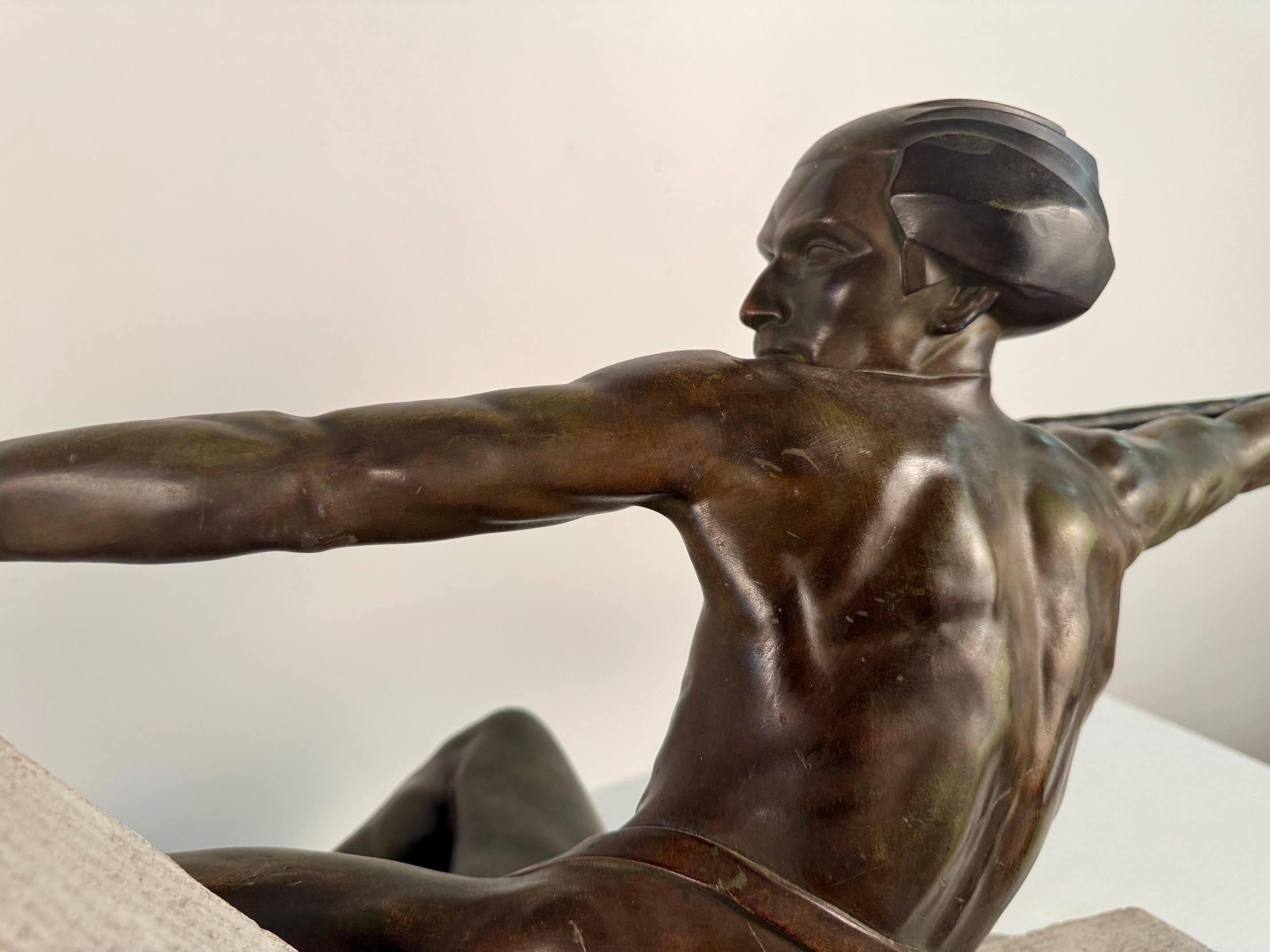 Art Deco in metallo bronzato L'Ambuscade Max Le Verrier in vendita 3