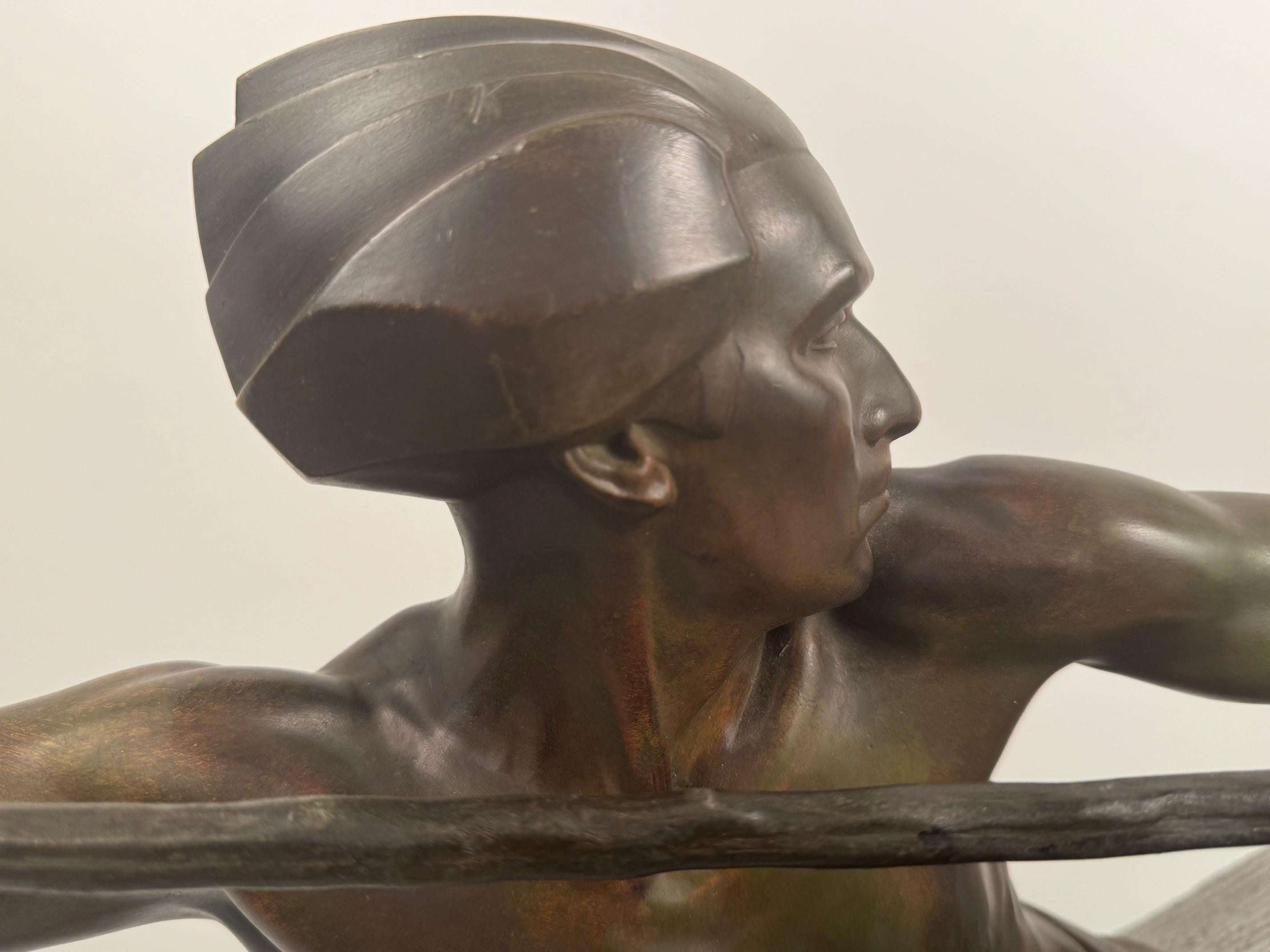 Art Déco Art Deco in metallo bronzato L'Ambuscade Max Le Verrier in vendita