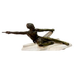 Art Deco in metallo bronzato L'Ambuscade Max Le Verrier