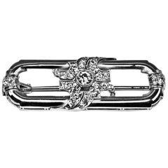 Spilla Art Deco in oro bianco 14ct con marchio Brillanti taglio antico 0,85ct realizzata nel 1925 ca.