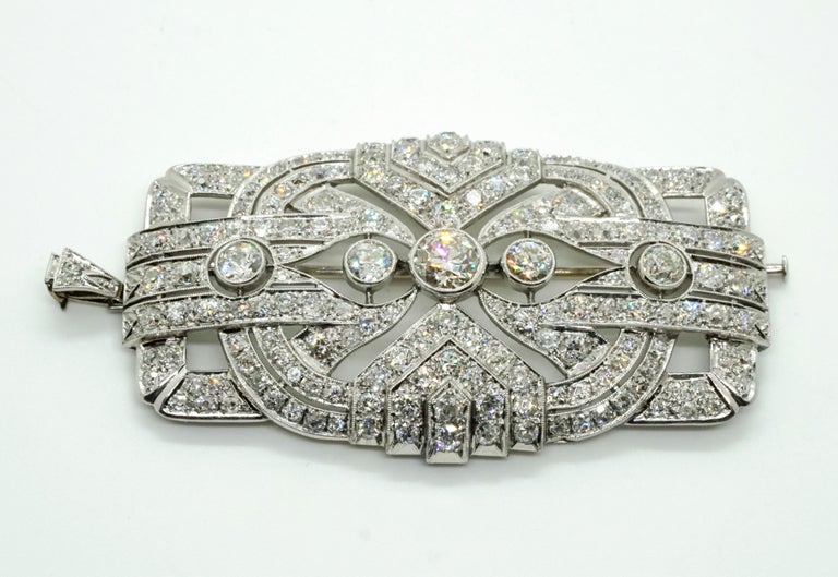 Old European Cut Art Deco Brooch & Pendant Platinum 950 with Diamonds 11.0 Carat, Vienna, c. 1920 For Sale