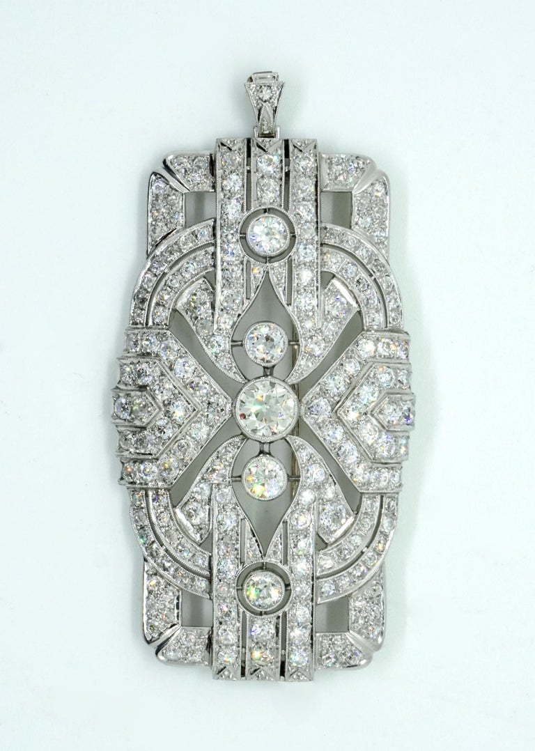 Art Deco Brooch & Pendant Platinum 950 with Diamonds 11.0 Carat, Vienna, c. 1920 For Sale 1