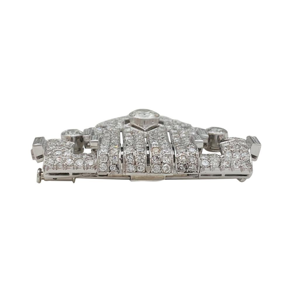 Art Deco Brooch, Platinum and White Gold and Diamonds 1