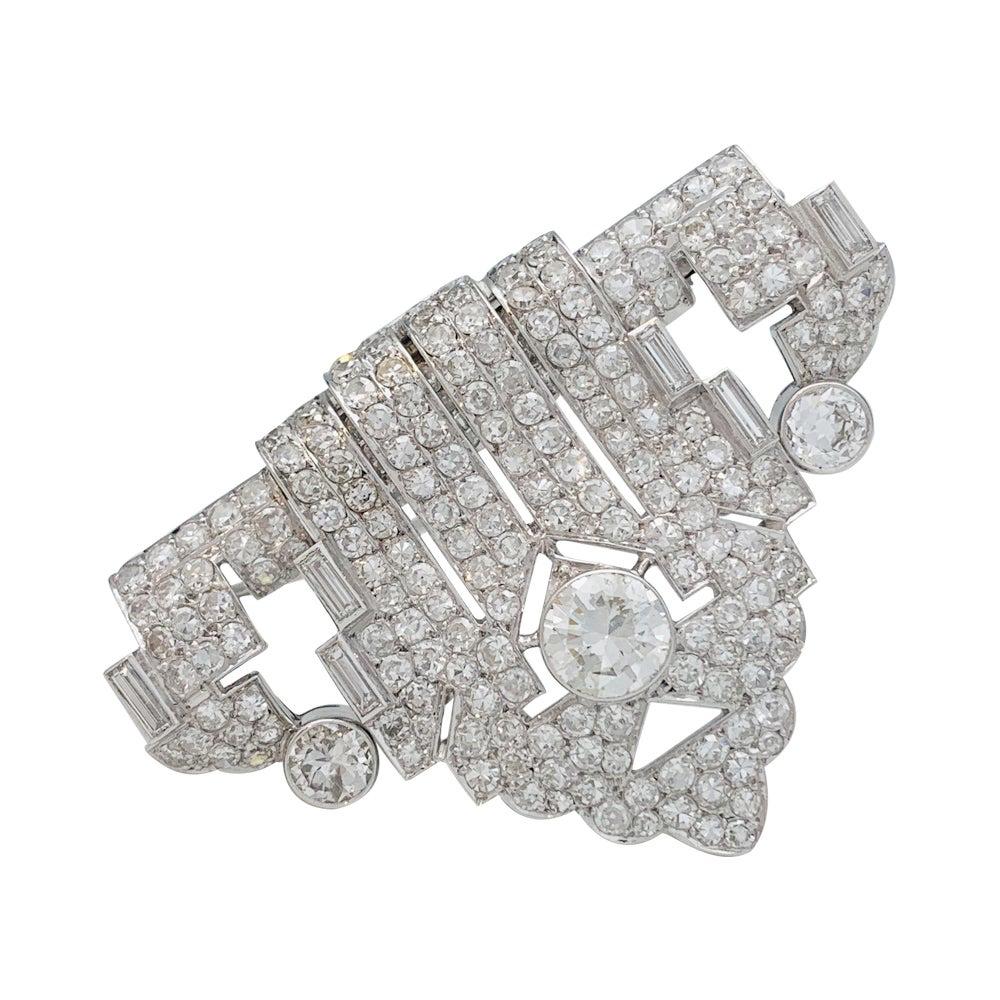 Art Deco Brooch, Platinum and White Gold and Diamonds