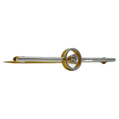 art deco brooch with diamond in 14k gold 