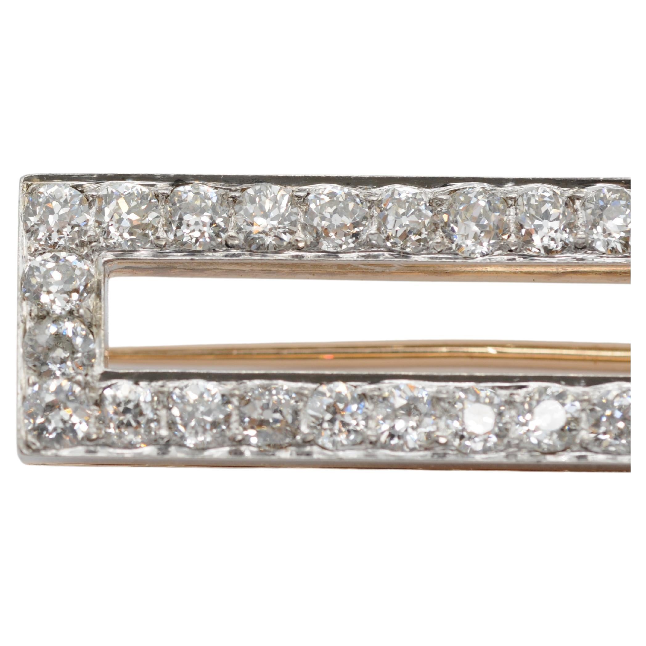 Art Deco brooch with diamonds stunning in 18k rosegold/whitegold For Sale 3